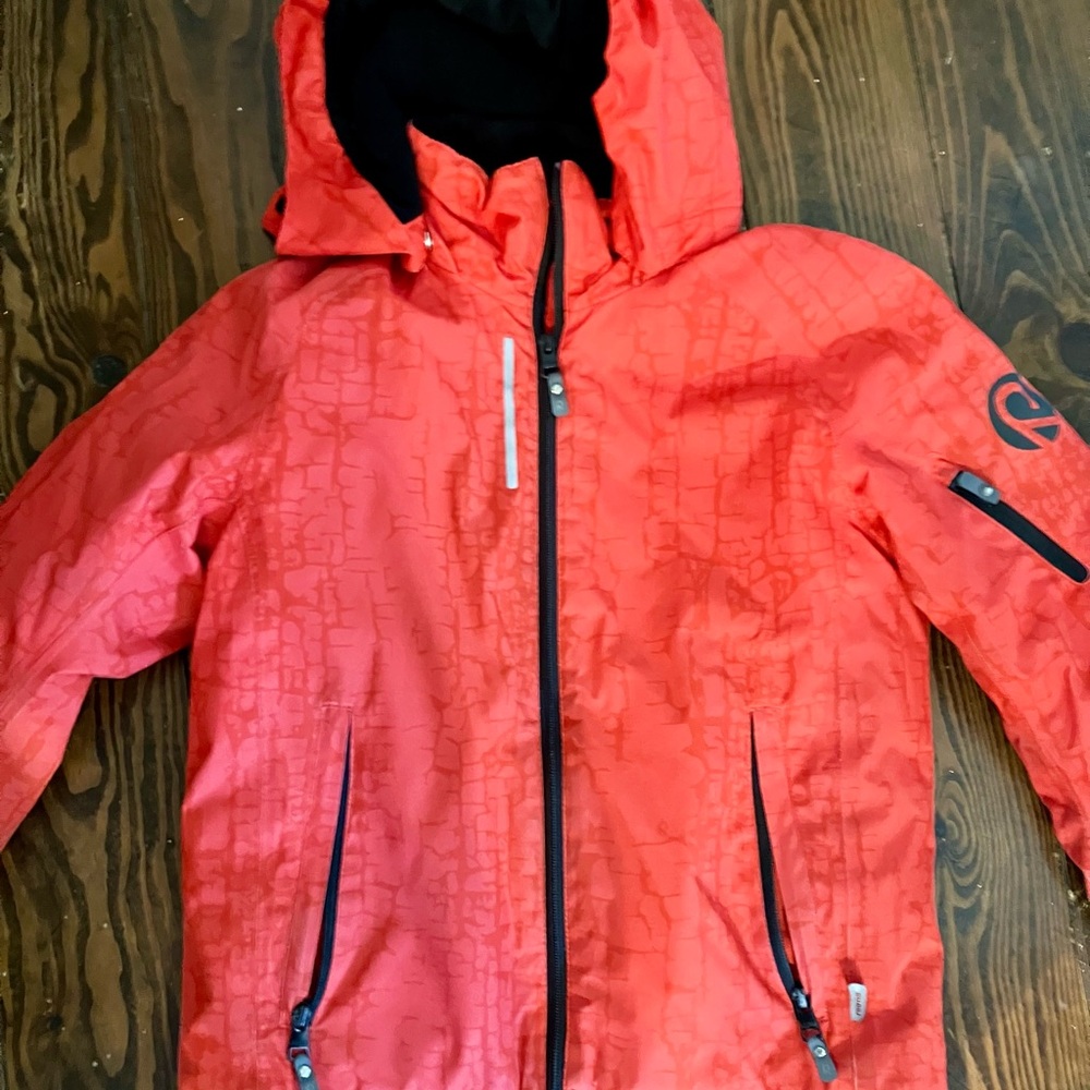 Red Water-Resistant Raincoat with Full-Length Zipper